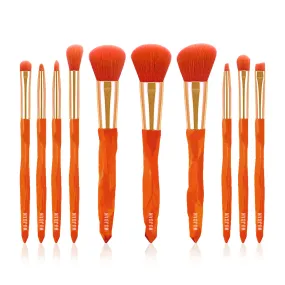10 PCS Neon Professional Makeup Brush Set (Orange)