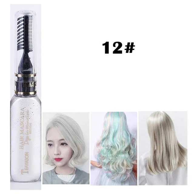 13 Colors One-time Hair Color Hair Dye Temporary Non-toxic DIY Hair Color Mascara Dye Cream Blue Grey Purple