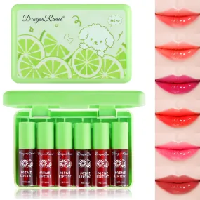 6 Colors Lip Tint Stain Set, Korean Lip Tint Moisturizing Mini Liquid Lipstick, Plumping Lip Gloss Lip Balm Tinted, Long Lasting Waterproof Lip Stain