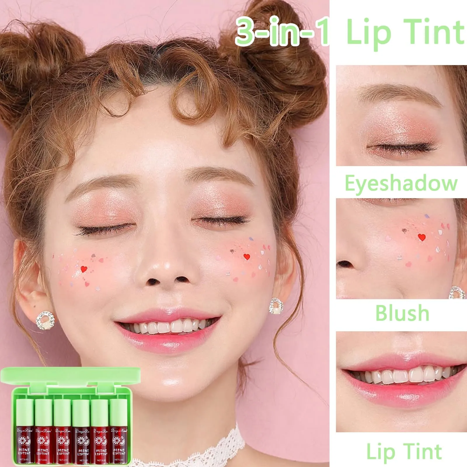 6 Colors Lip Tint Stain Set, Korean Lip Tint Moisturizing Mini Liquid Lipstick, Plumping Lip Gloss Lip Balm Tinted, Long Lasting Waterproof Lip Stain