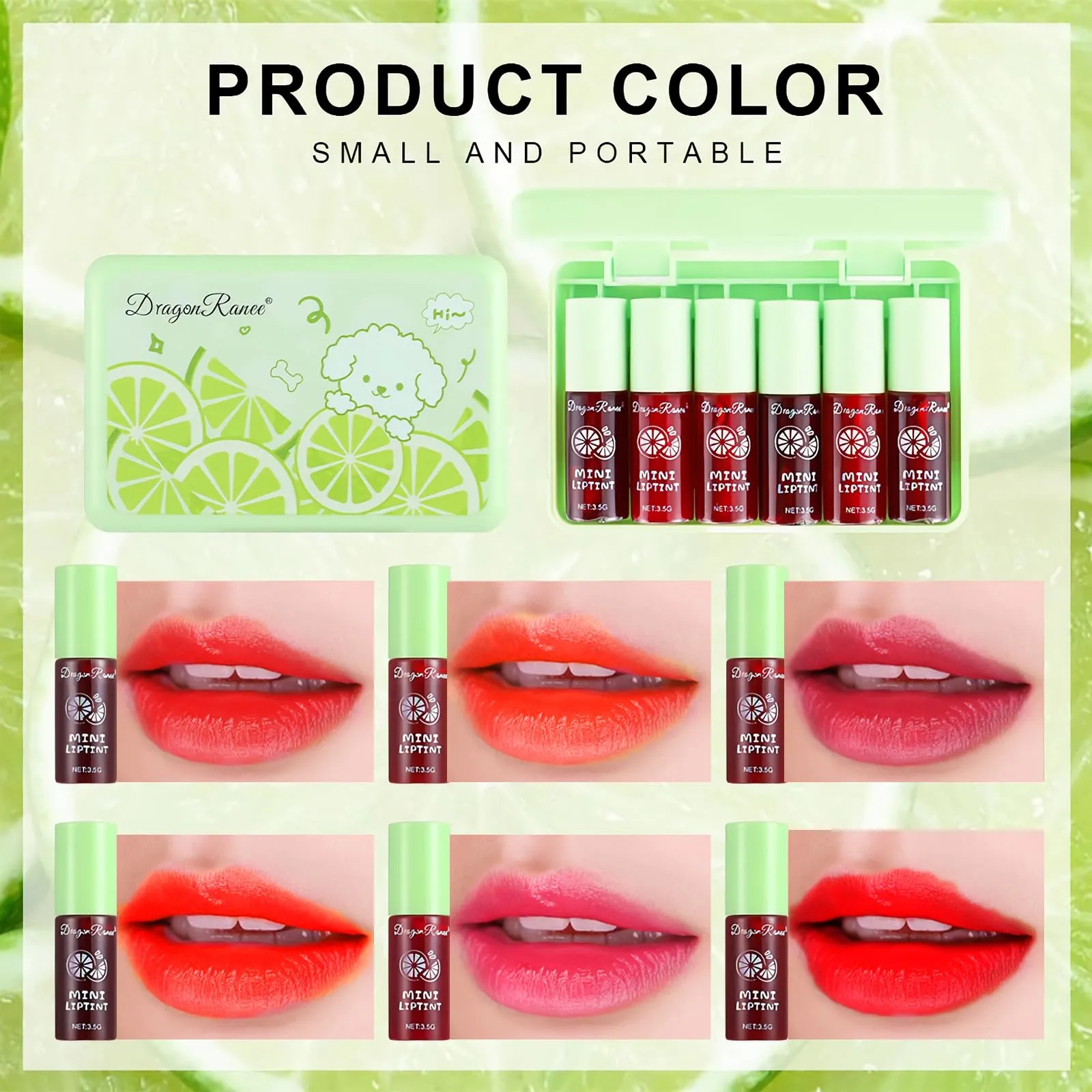 6 Colors Lip Tint Stain Set, Korean Lip Tint Moisturizing Mini Liquid Lipstick, Plumping Lip Gloss Lip Balm Tinted, Long Lasting Waterproof Lip Stain