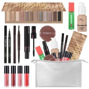 All-in-One Makeup Gift Set for Women: 12 Nude Eyeshadows, Mascara, Lip Gloss & More!