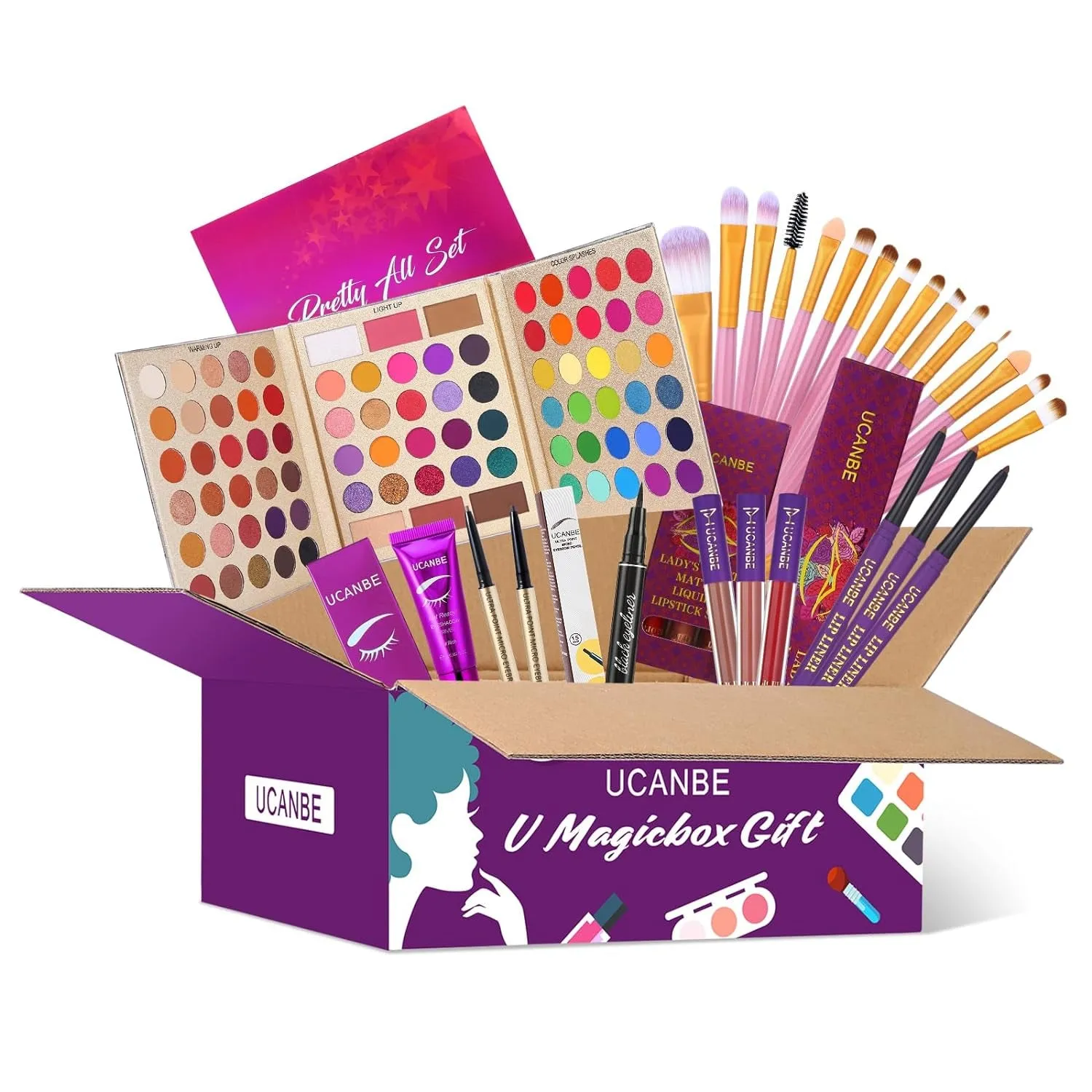 All-in-One Makeup Gift Set for Women: 12 Nude Eyeshadows, Mascara, Lip Gloss & More!