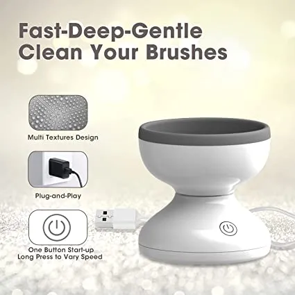 Automatic Makeup Brush Cleaner Machine , Electric Makeup Brush Cleaner, Portable ABS Silicone Makeup Brush Bowl Washing Tool