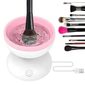 Automatic Makeup Brush Cleaner Machine , Electric Makeup Brush Cleaner, Portable ABS Silicone Makeup Brush Bowl Washing Tool
