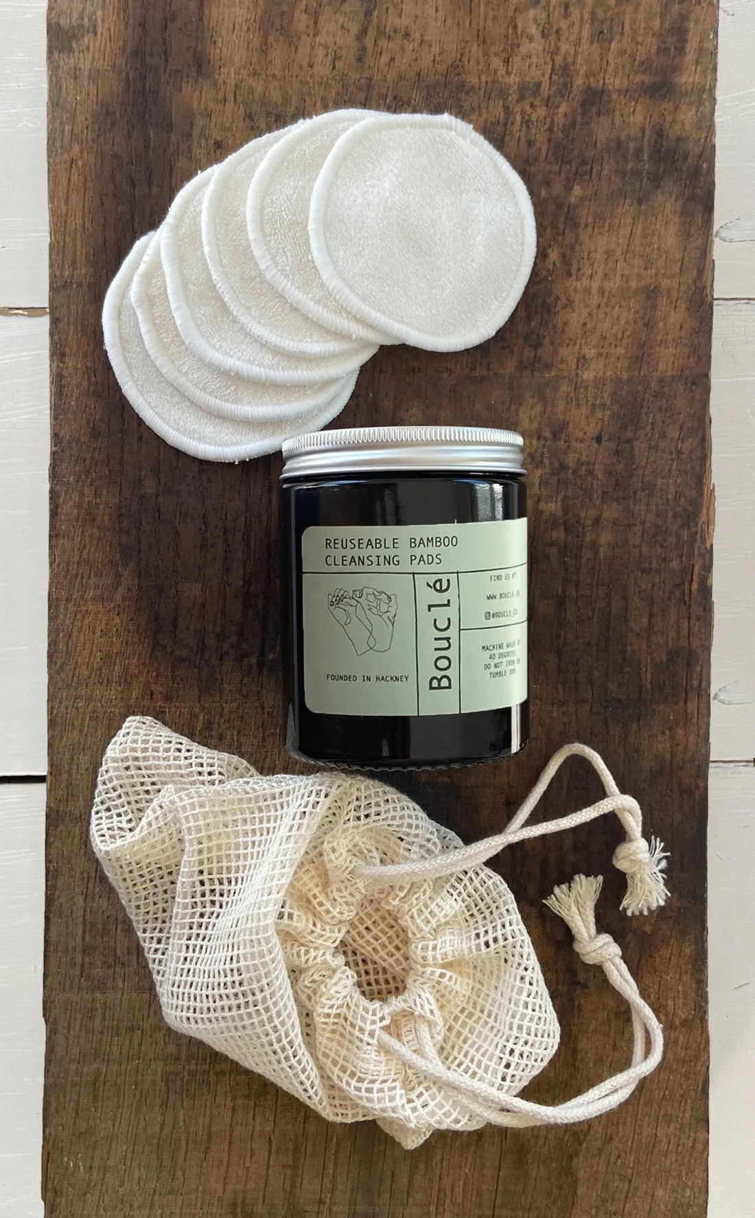 Bamboo Reusable Makeup Remover Pads in Amber Glass Jar