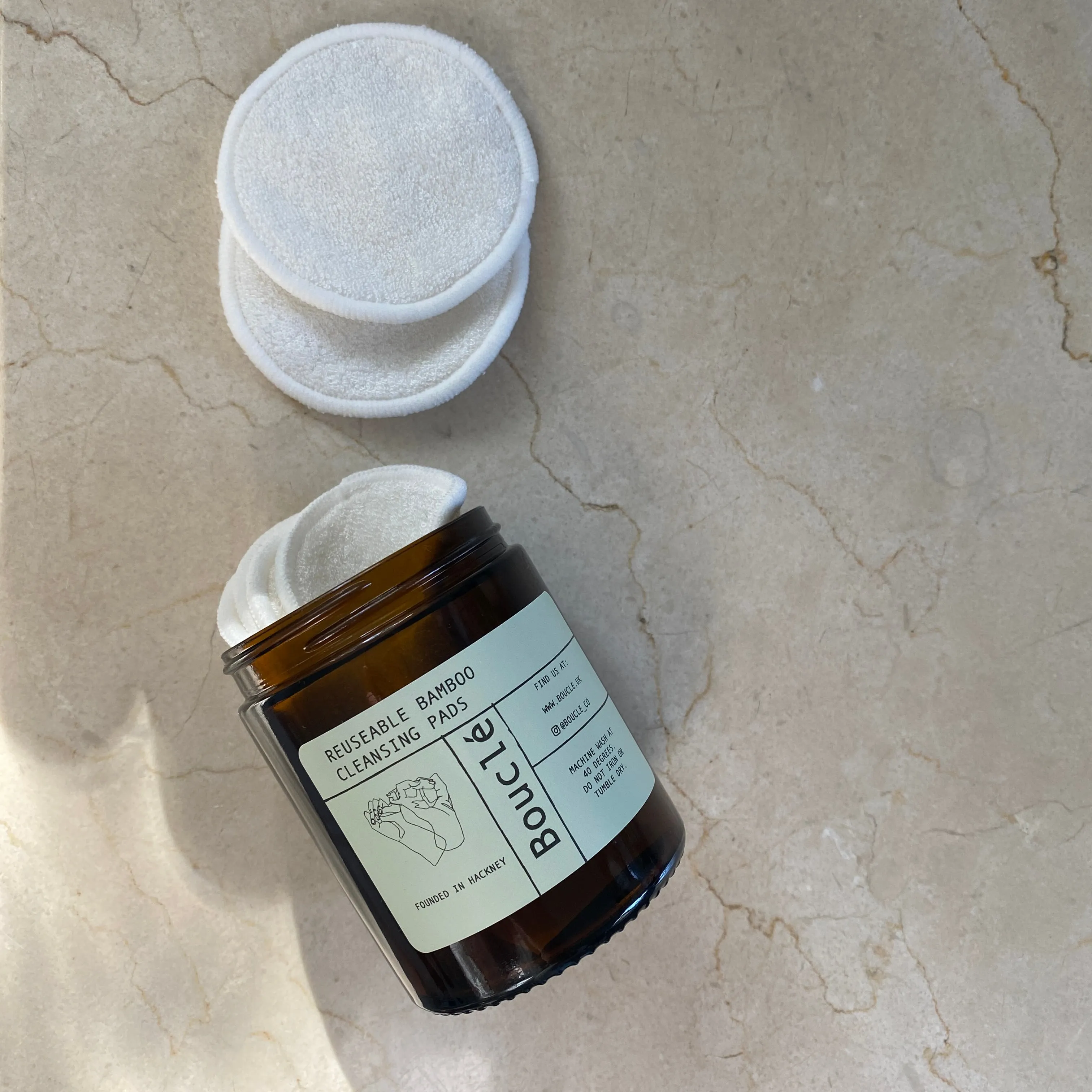 Bamboo Reusable Makeup Remover Pads in Amber Glass Jar