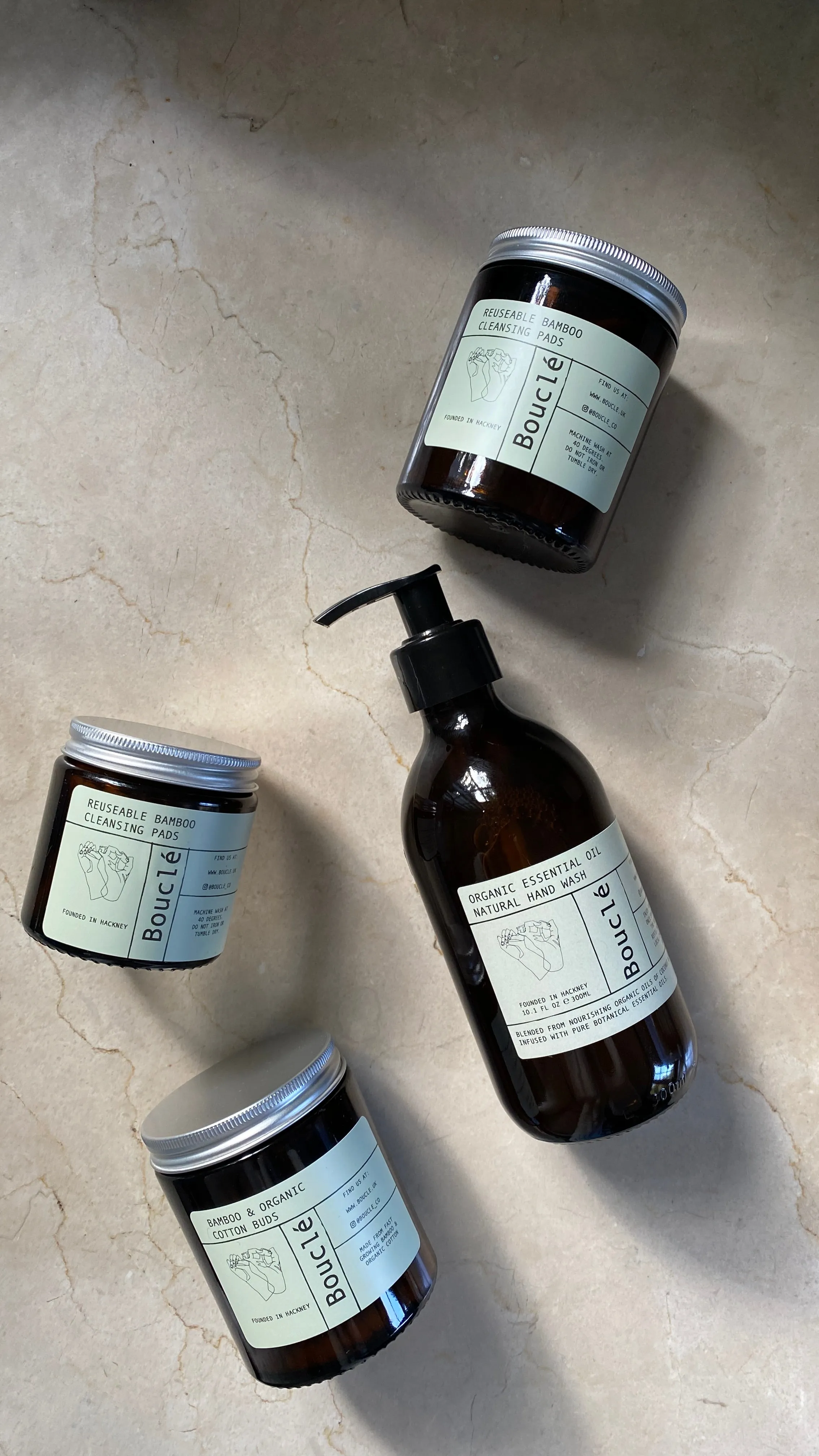 Bamboo Reusable Makeup Remover Pads in Amber Glass Jar