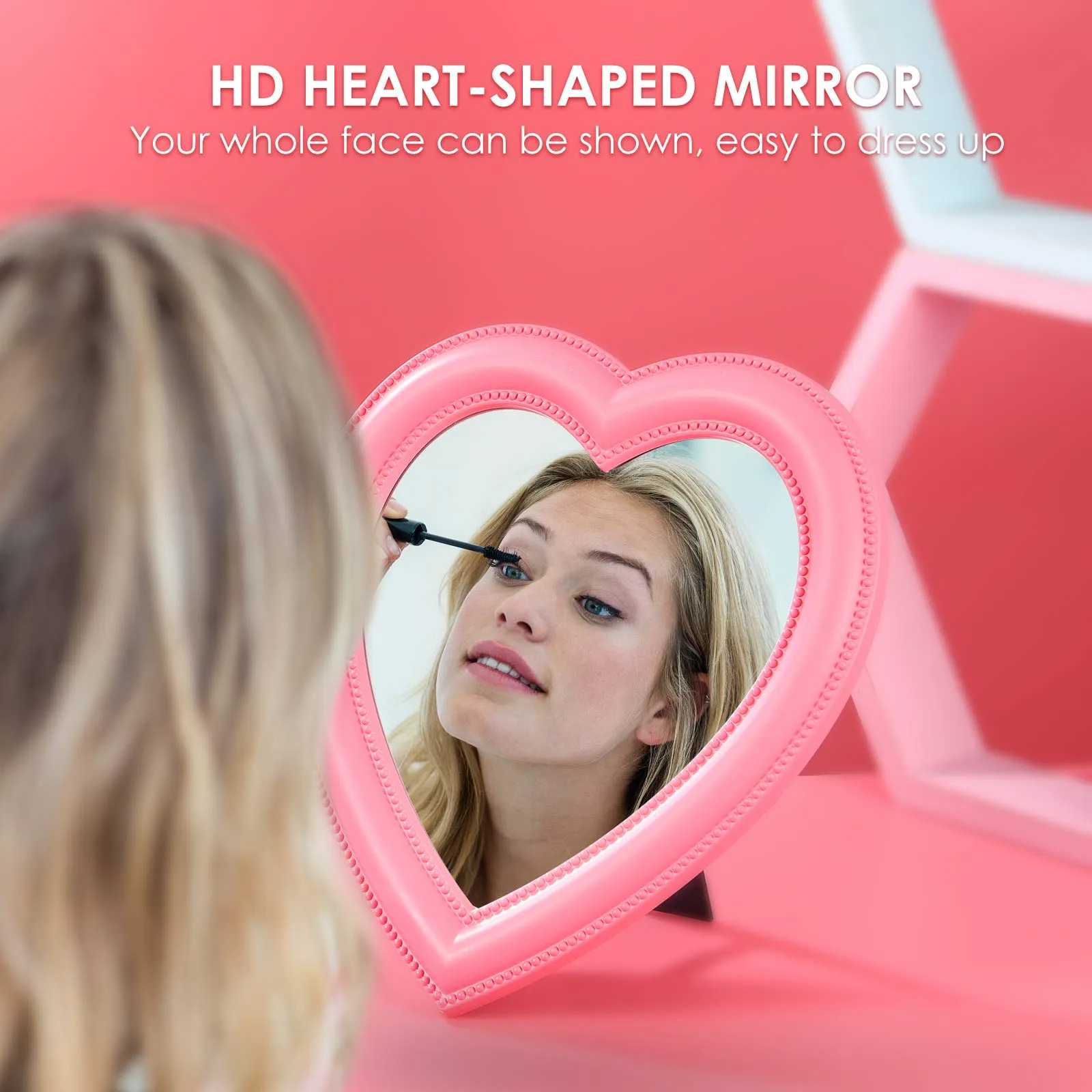 BESPORTBLE 10- Inch Heart Shaped Mirror Tabletop Vanity Makeup Mirror Makeup Mirror Cosmetic Mirror Desktop Mirror Wall Hanging Mirror