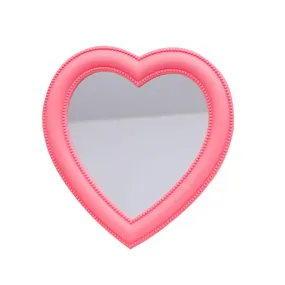 BinaryABC Heart Makeup Mirror Cosmetic Mirror Wall Desktop Mirror Bedroom Mirror (Pink) Pink