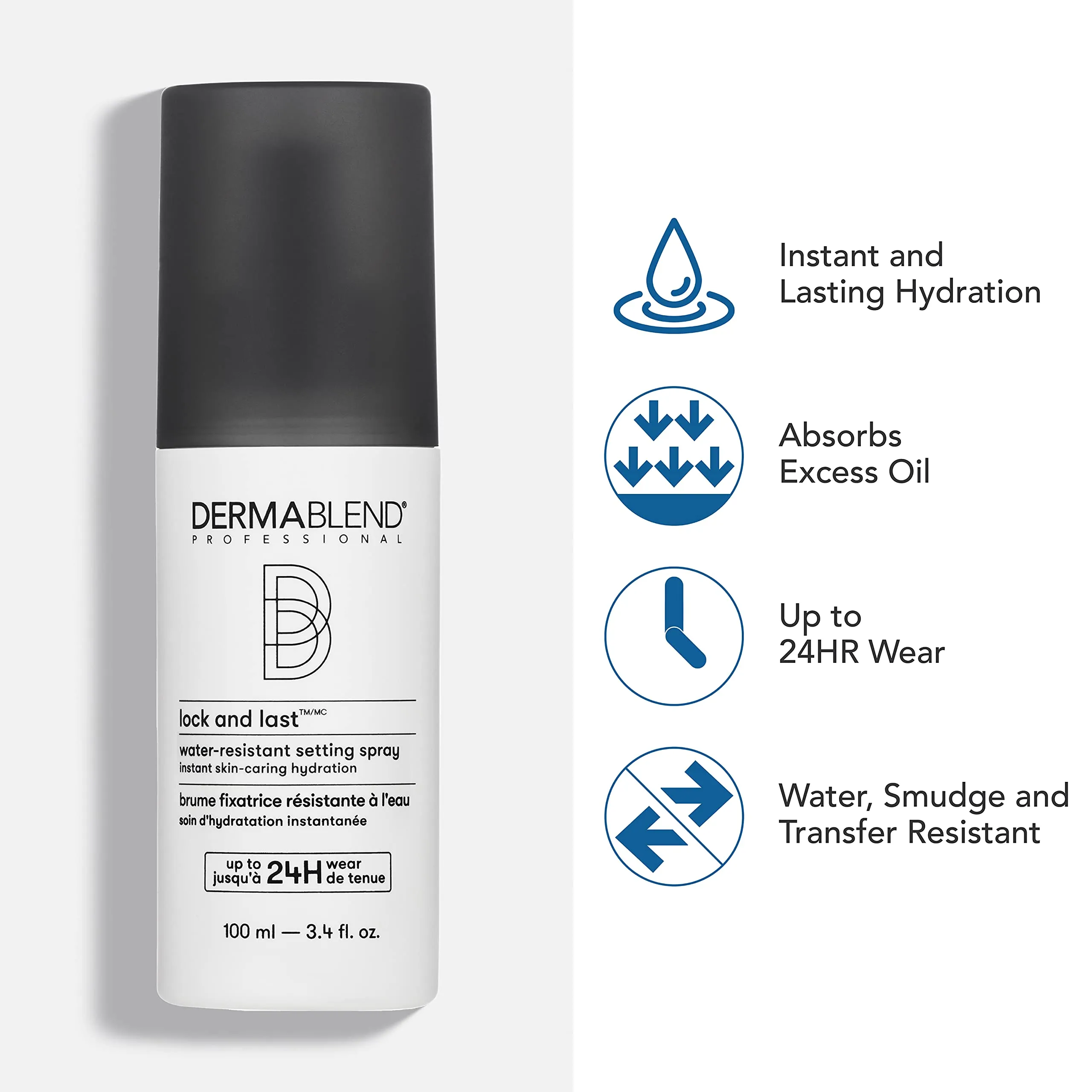 Dermablend Lock and Last Water-Resistant Setting Spray, Finishing Spray for Makeup with Lightweight Natural Finish, Spray with Witch Hazel