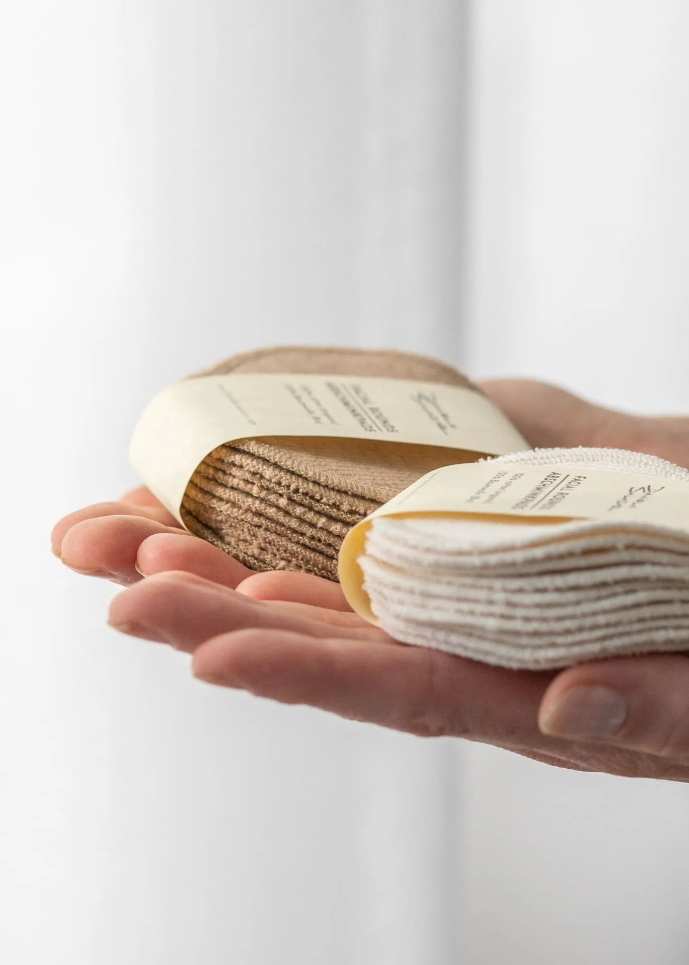 Face Pads & Pouch - Forest Green/Ivory - Cotton (organic) and True hemp / Baumwolle (Bio) und Hanf