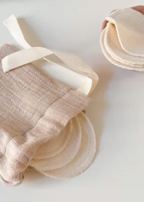 Face Pads & Pouch - Stripes/Ivory Organic Cotton - 100% Cotton (organic) / 100 % Baumwolle (Bio)