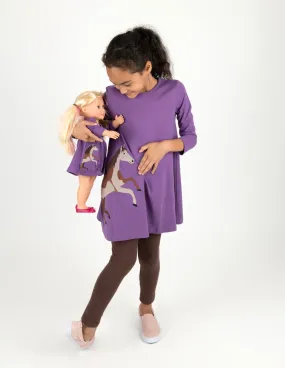 Matching Girl and Doll Purple Horse Dress