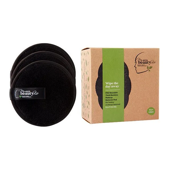 MY ECO BEAUTY KIT -  'PRO'RE-USABLE'THICKBAMBOO'MAKEUP REMOVER PAD - For 'Heavy Makeup Removal'  -  'BLACK 3pk'