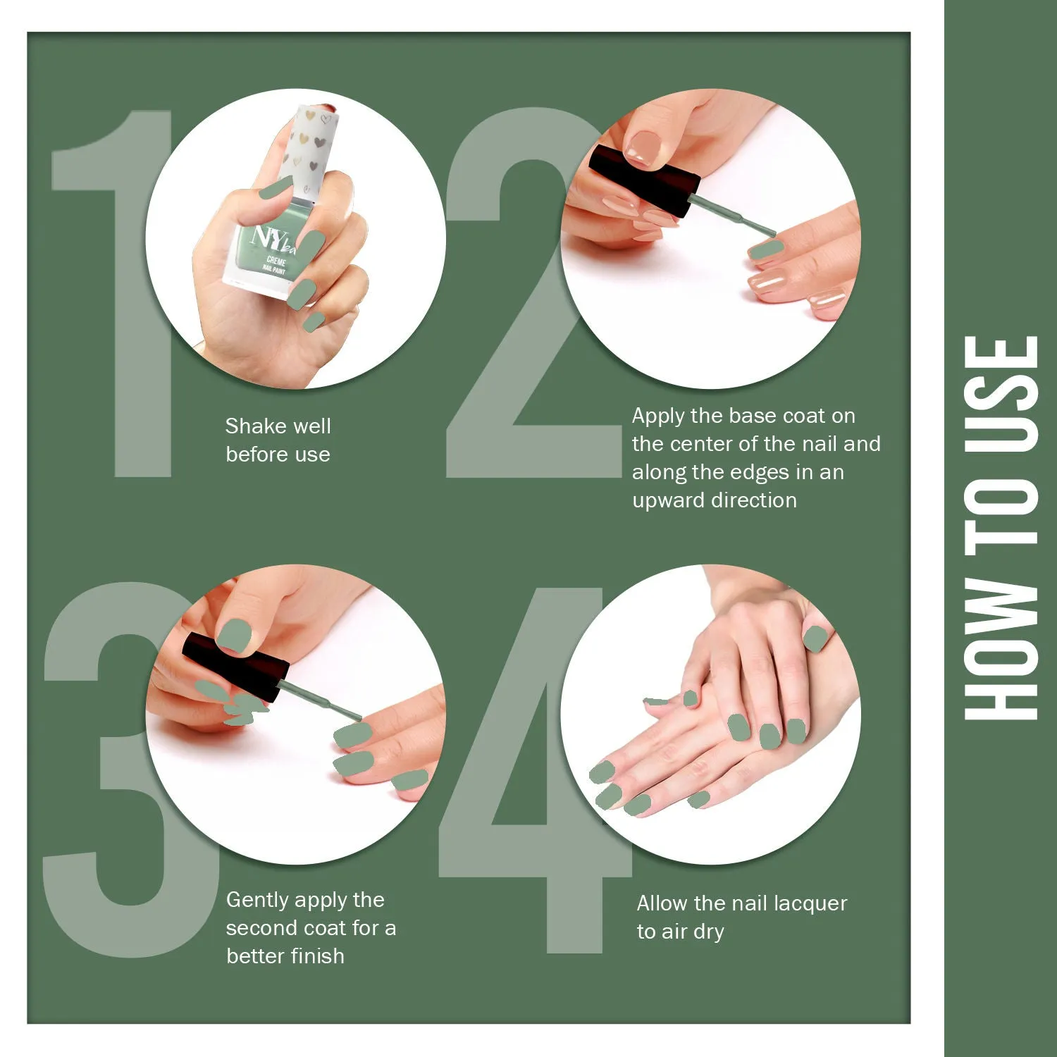 NY Bae Creme Nail Paint | Chip Resistant | Vegan | Cruelty Free - Olive Green 04 (10 ml)