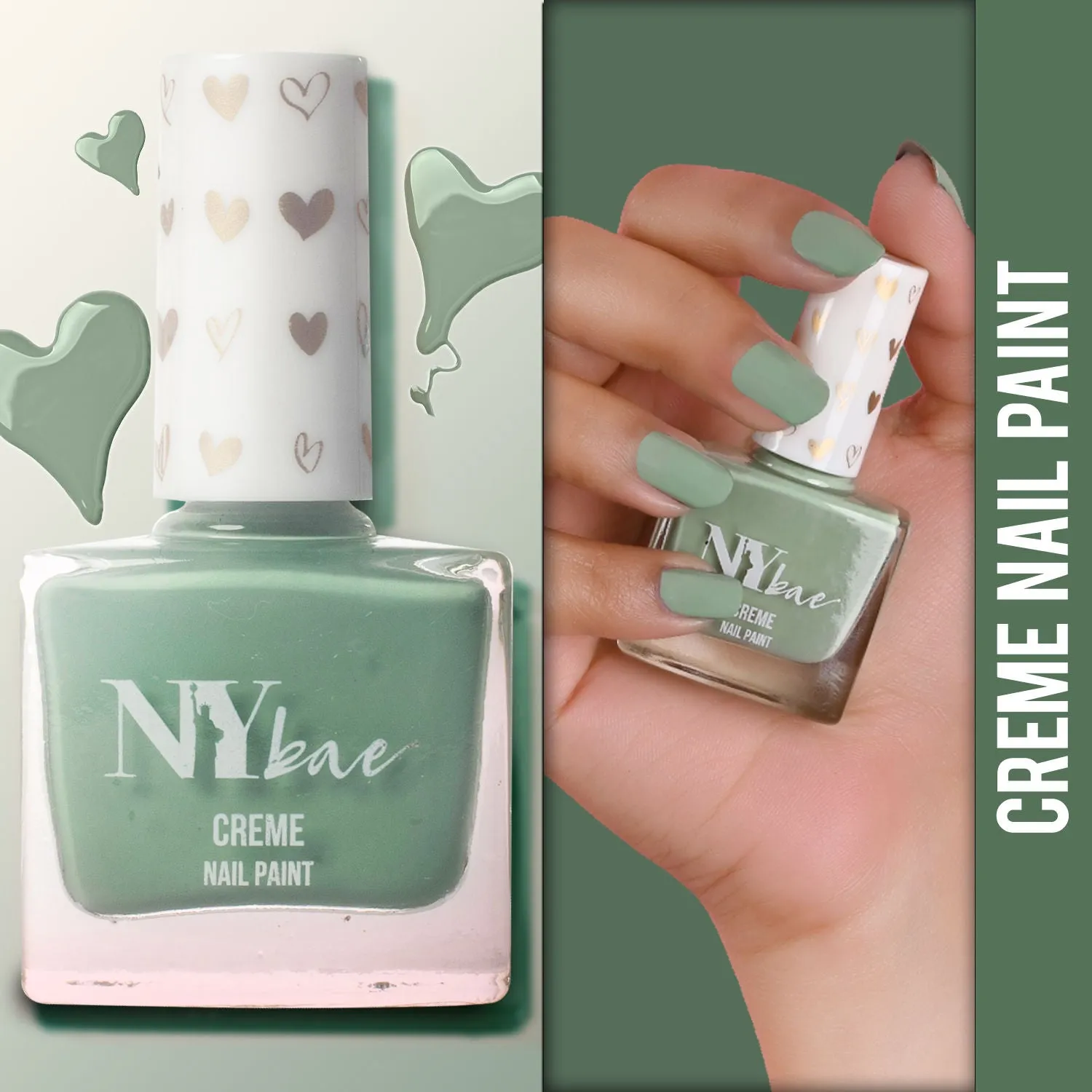NY Bae Creme Nail Paint | Chip Resistant | Vegan | Cruelty Free - Olive Green 04 (10 ml)