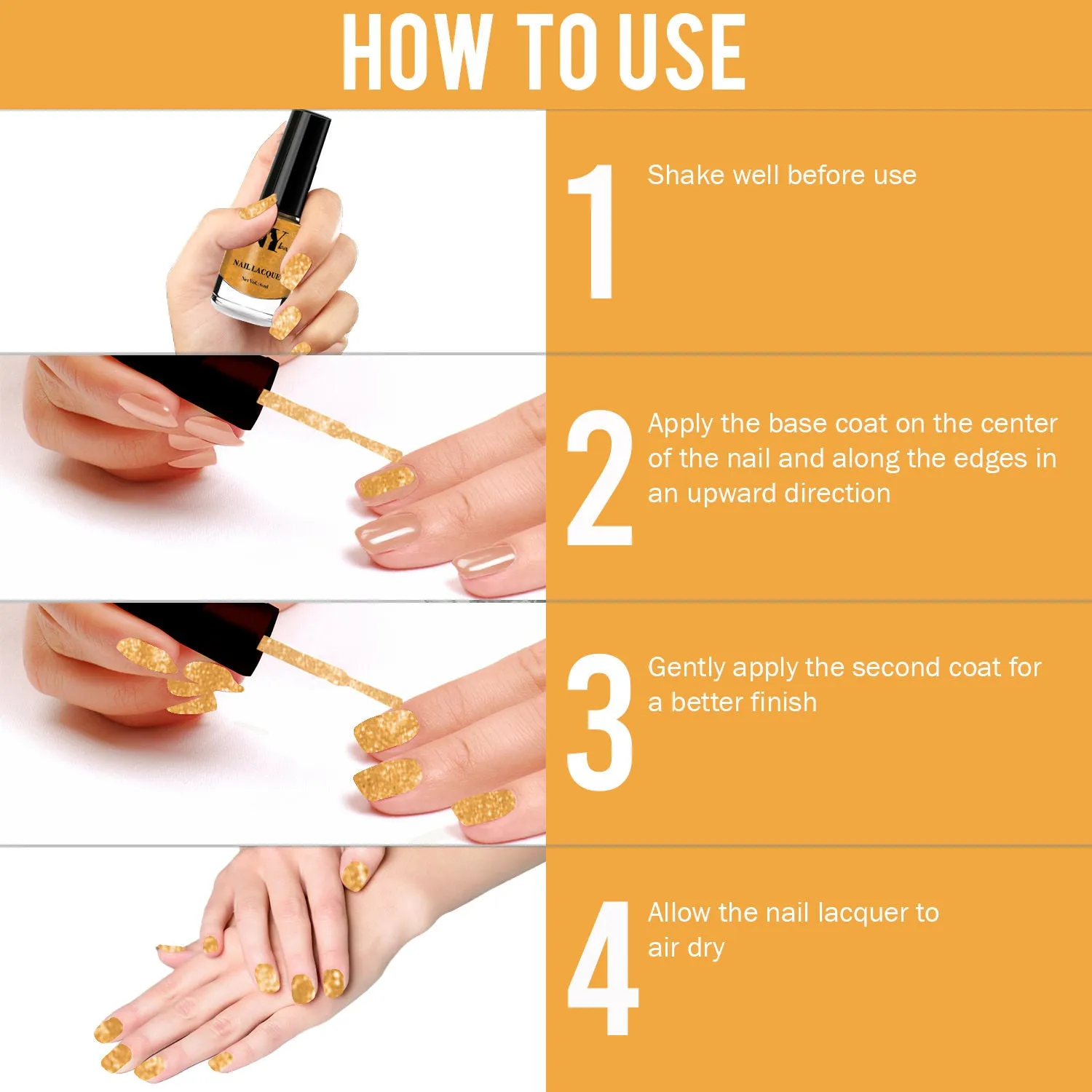 NY Bae Galaxy Nail Lacquer - Lustrous Nova 19 (6 ml) | Orange Gold | Shimmery Finish | High Colour Payoff | Chip Resistant | Long lasting | Cruelty Free