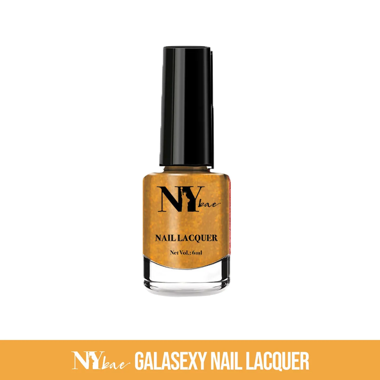 NY Bae Galaxy Nail Lacquer - Lustrous Nova 19 (6 ml) | Orange Gold | Shimmery Finish | High Colour Payoff | Chip Resistant | Long lasting | Cruelty Free