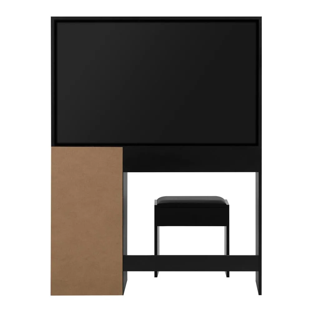 Oikiture Dressing Table Stool Set Makeup Large Mirror Dresser 12 LED Bulbs Black