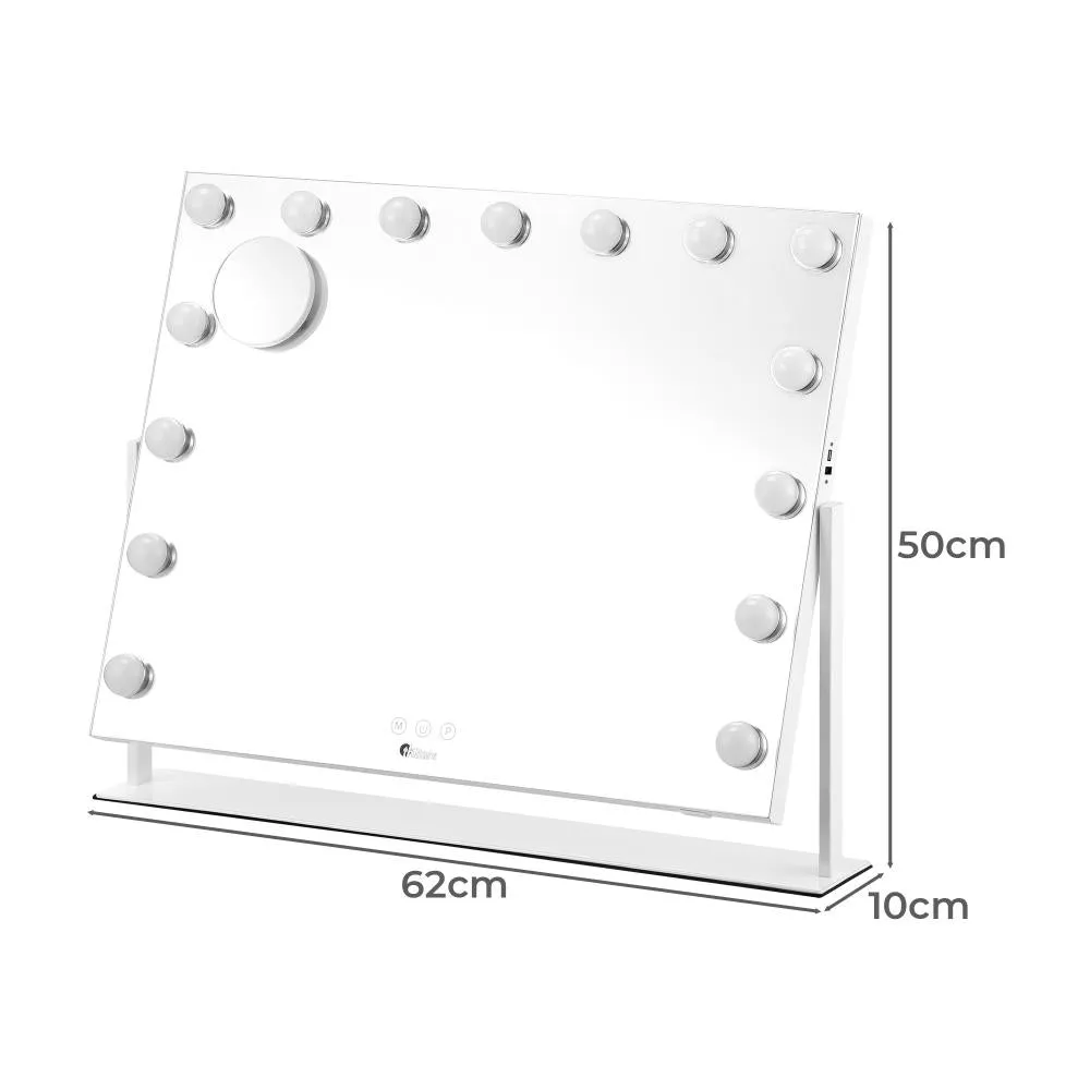 Oikiture Hollywood Makeup Mirrors LED Lights Bluetooth Rotation Vanity 58x46cm
