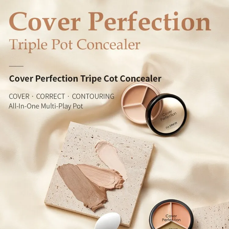 the SAEM Cover Perfection Triple Pot Concealer (4 colors); 0.16oz / 4.5g