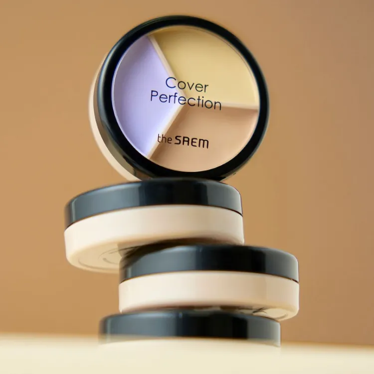 the SAEM Cover Perfection Triple Pot Concealer (4 colors); 0.16oz / 4.5g
