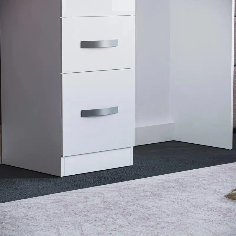 Vanity Desk Makeup Dressing Table 3 Drawers Brightness Adjustable for Women Girls Bedroom White