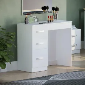 Vanity Desk Makeup Dressing Table 3 Drawers Brightness Adjustable for Women Girls Bedroom White