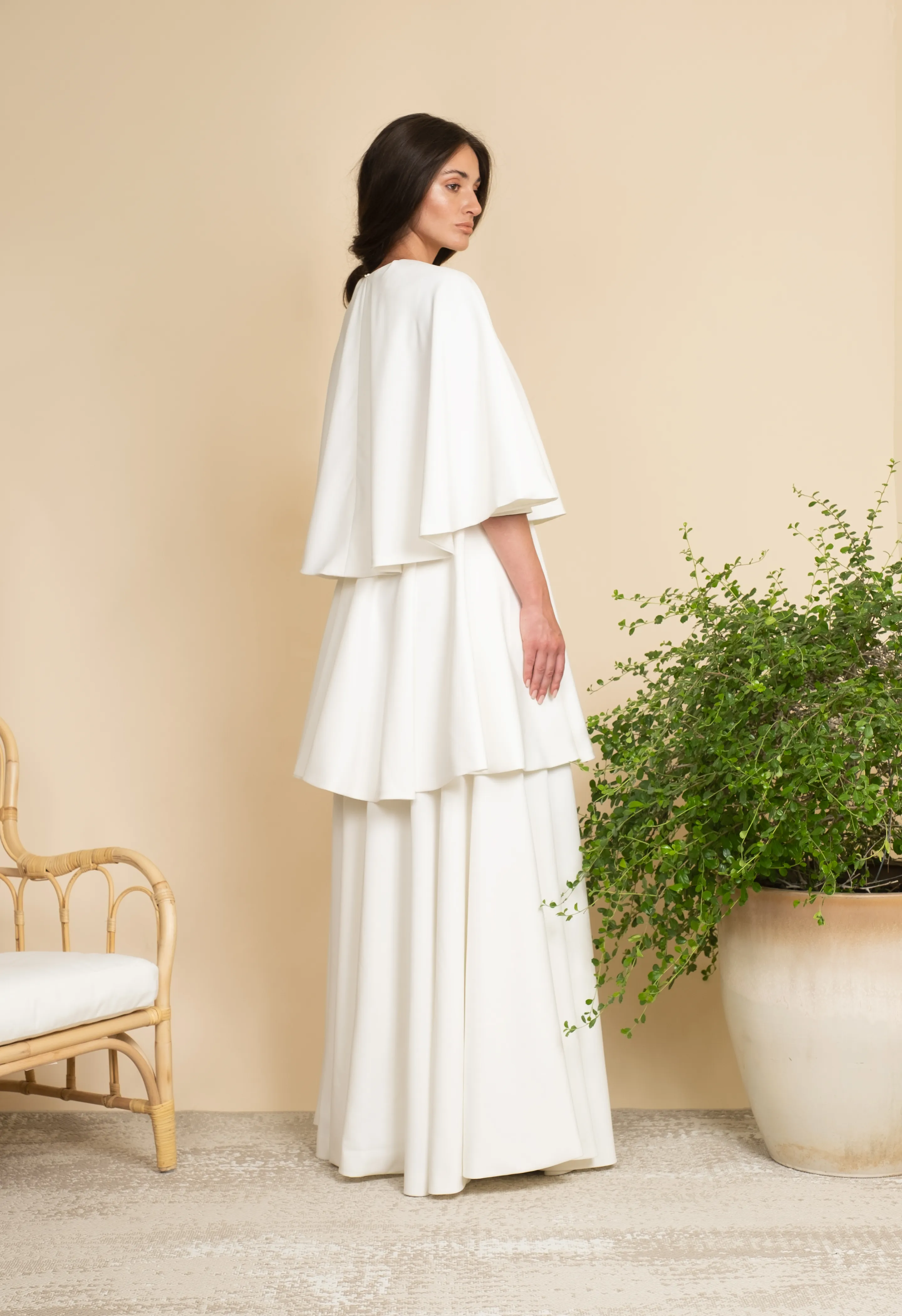White layered gown
