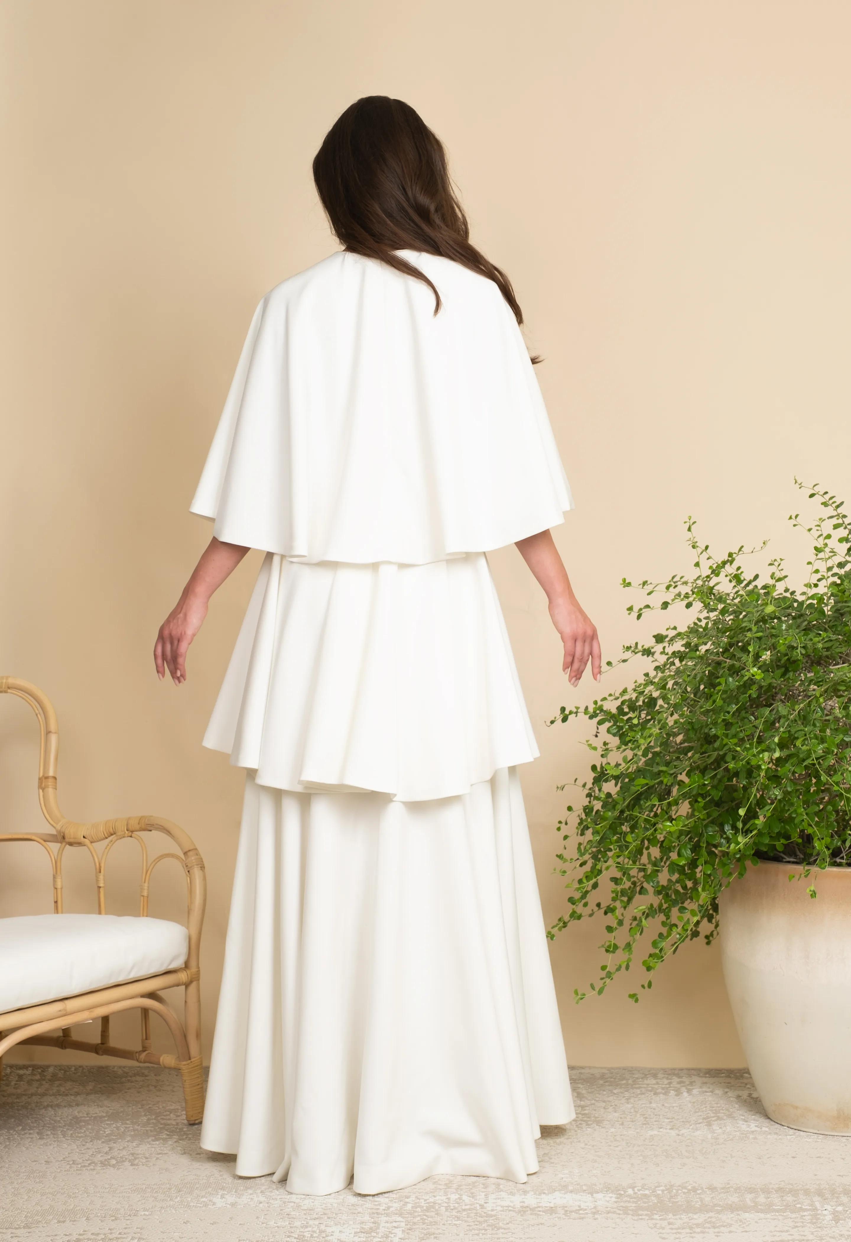 White layered gown