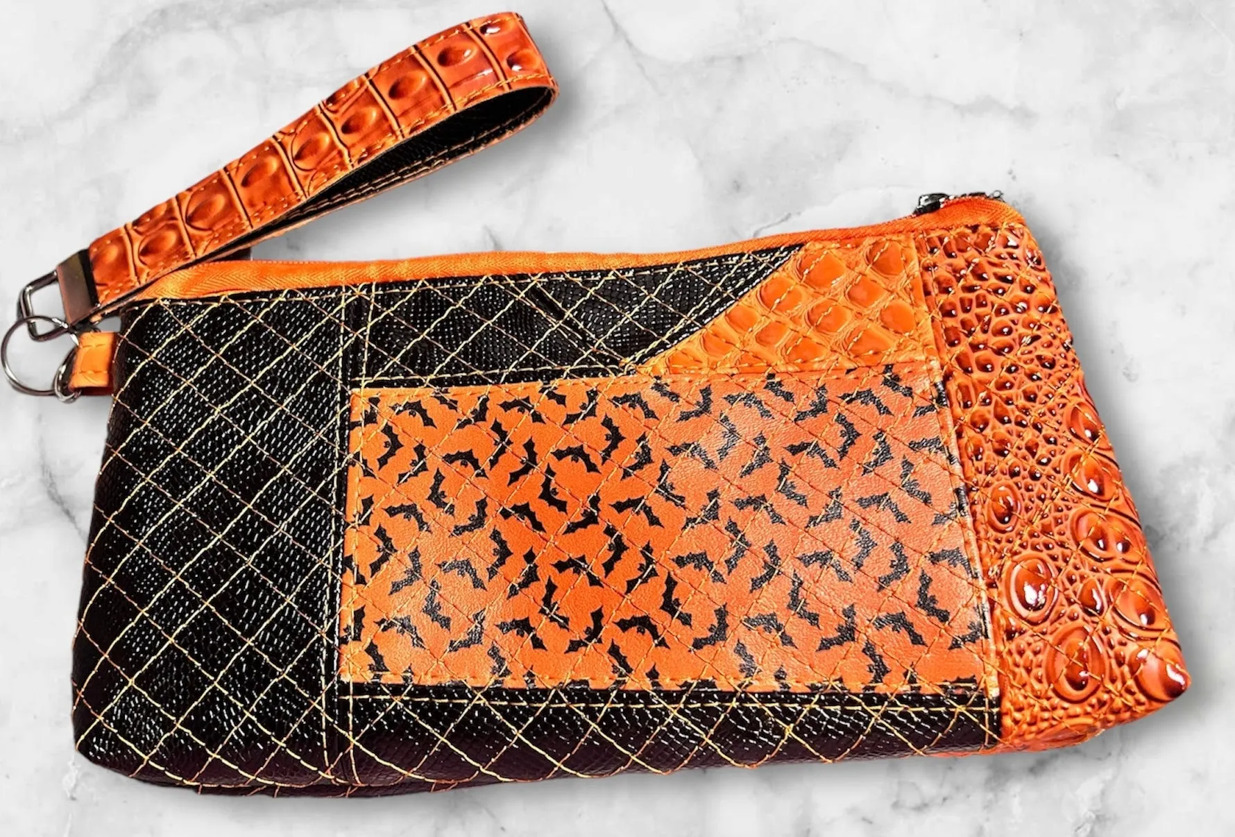 Zero Waste Quilted Halloween Edition Zipper Pouch, Accessory Pouch